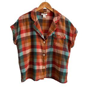 Madewell oversized plaid button up top. Size medium